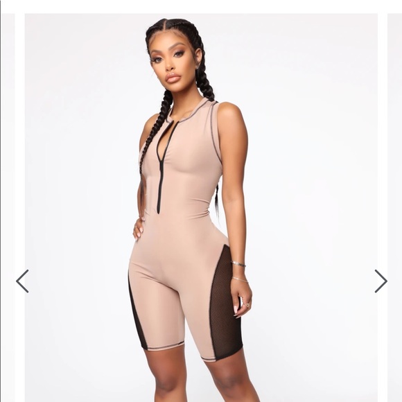 Fashion Nova Pants - Mocha mesh romper